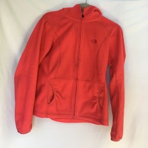 North Face Fluorescent Pink Hoodie, Medium.